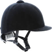 Coque ABS et calotte en polystyrène expansé, visière flexible, bourrelet de nuque. Extérieur en velours. Harnais de sécurité en nylon tressé avec un réglage. Fermeture par clip PVC. Conforme à la norme européenne EN 1384. 