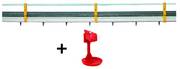 Kit Pipettes 3 mètres Poulets de Chair comprenant :

1 tube carré 22 x 22 mm de 3 mètres avec 12 pipettes inox 360° M 06 02 7010 et 12 récupérateurs d'eau M 06 02 6180
1 Jonction pour tube carré M 06 02 6010
1 Stabilisateur carré 25 x 25 mm de 3 mètres M 06 02 6025
1 Connexion pour stabilisateur M 06 02 6030
5 Crochets plastique M 06 02 6040
3 mètres de câble anti-perchage Ø 1,6 mm
