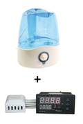 Enfin le kit idéal pour l'humidification dans vos couveuses
Il est composé d'un humidificateur et d'un hygrostat qui contrôle et régule l'humidité.
En raccordant l'humidificateur à l'hygrostat, vous avez un système automatique
Important : ne pas mettre le tuyau trop prêt de la sonde de température car cela induirait en erreur votre thermostat

Humidificateur pour couveuses
Permet d'augmenter l'humidité dans vos couveuses
Equipée d'un tuyau flexible de 25 mm de diamètre - Longueur : 46-170 cm
Capacité du réservoir : 4,5 litres
Puissance : 40/120 Watts
Fonctionne en 220 Volts


Hygrostat Digital 2 écrans pour couveuses
Equipé d'une sonde de 2 mètres
Permet de programmer l'humidité nécessaire dans votre couveuse.
L'écran supérieur affiche l'humidité relative à l'intérieur de votre couveuse.
L'écran inférieur affiche votre programmation.
Positionner la sonde le plus éloignée possible de la source d'humidité 
Très bonne qualité
Dimensions : 9,4 x 4,8 x 8 cm