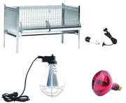 Kit d'élevage TOP composé de :
1 Protecteur infra-rouge 
1 Ampoule Infra-rouge 150 Watts
1 Cage Poussins avec mangeoire et abreuvoir
Dimensions : 100 x 50 cm
1 Mire-oeufs Halogène 15 Watts
Ce kit est le moyen idéal pour démarrer un petit élevage une fois vos oeufs éclos.