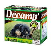Traitement préventif et curatif
Répulsif taupes granulés : Protège efficacement vos jardins, potagers, pelouses. 
Facile d’emploi. 
Sans inconvénient pour les animaux domestiques. 
Résistant à la pluie. 
Permet de traiter environ 40 taupinières.
Boite de 375 g
