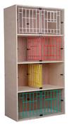 CASIER D’ELEVAGE PORTE PLASTIQUE

Casiers pour 4 couples en bois aggloméré équipé de portes bois.
A placer à l’intérieur
Livré en kit et fourni sans nid


M 25 01 4120 Casier porte plastique 4 couples   
Dimensions : 78 x 44 x 153 cm 
