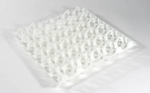 Alvéole plastique pour 30 oeufs

Convient pour des oeufs jusqu'à 64 grammes
Dimensions : 300 x 300 x 50 mm
Poids de l'avéole : 145 grammes

Alvéole plastique empilable et gerbable

Couleur : Blanc

Fabriquée en plastique contact alimentaire
