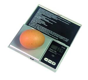 Pèse-oeufs de précision
Précision : 0,1 gramme
Poids maxi : 500 grammes
Le pesage des oeufs donne une bonne indication pour le réglage de l'humidité des couveuses
Dimensions : 13 x 8 x 2 cm