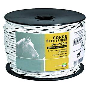 Corde électrique 6 mm - Bobine de 200 m

6 fils inox 20/100
Pe nti-UV
Résistance : 4 Ohms/m
Résistance rupture : 350 kgs