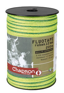 Ruban FLUOTAPE 12 mm 
Bobine de 200 m
PE anti-UV
3 fils inox 0,20
Résistance 7,4 Ohms / M
Résistance rupture 70 kg